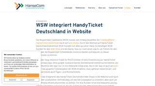 
                            10. WSW integriert HandyTicket Deutschland in Website - HanseCom