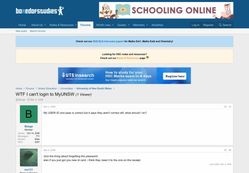 
                            12. WTF I can't login to MyUNSW - Bored of Studies