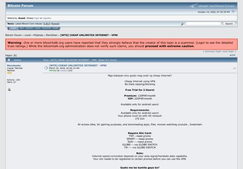 
                            8. [WTS] CHEAP UNLIMITED INTERNET - VPN! - Bitcointalk