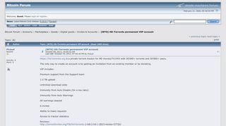 
                            13. [WTS] HD-Torrents permanent VIP account - Bitcointalk
