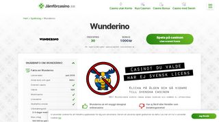 
                            6. Wunderino Casino - Hämta 1000 kr i bonus & 30 freespins!