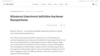 
                            10. Wüstenrot übernimmt defizitäre Aachener Bausparkasse | Reuters