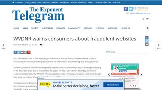 
                            8. WVDNR warns consumers about fraudulent websites | Press ...