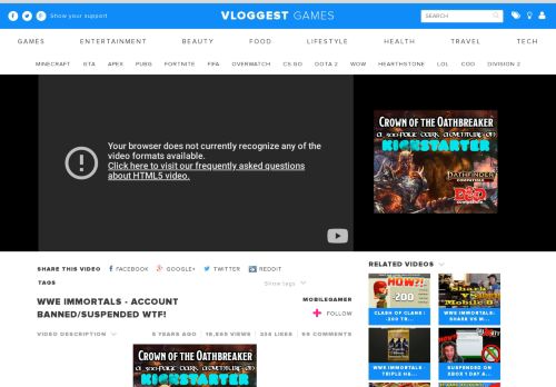 
                            12. WWE Immortals - Account Banned/Suspended WTF! - Vloggest