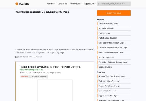 
                            10. Www Reliancegeneral Co In Login Verify Page
