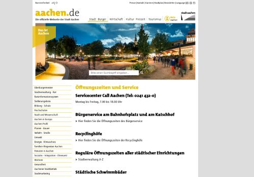 
                            4. www.aachen.de - Öffnungszeiten und Service - Stadt Aachen