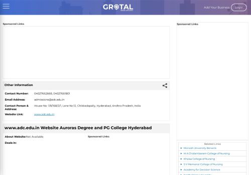 
                            7. www.adc.edu.in WebSite Auroras Degree and PG College Hyderabad
