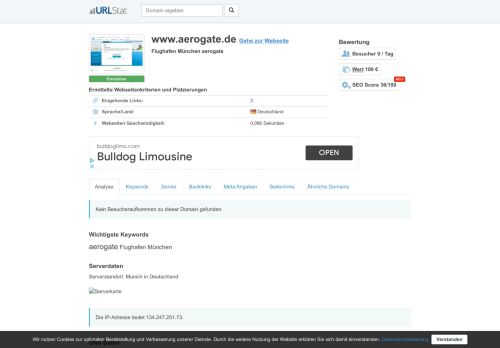 
                            9. www.aerogate.de - Flughafen München aerogate - URLStat