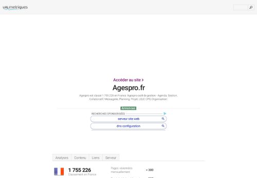 
                            5. www.Agespro.fr - Agespro outil de gestion - URL metrique