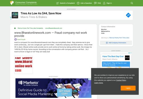 
                            9. www.Bharatonlinework.com — Fraud company not work provide