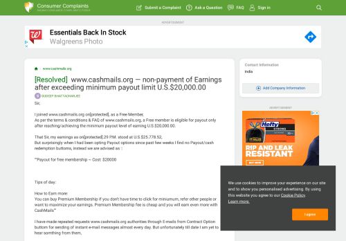 
                            4. www.cashmails.org — non-payment of Earnings after ...