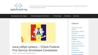 
                            11. www.cdfipb.careers - Check Federal Fire Service Shortlisted ...