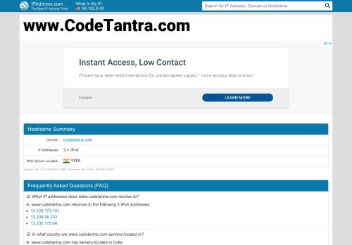 
                            9. www.codetantra.com - IP Address and Website Location