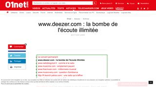 
                            11. www.deezer.com : la bombe de l'écoute illimitée - 01Net