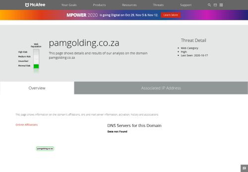 
                            12. www.goldnet.pamgolding.co.za - Domain - McAfee Labs Threat Center