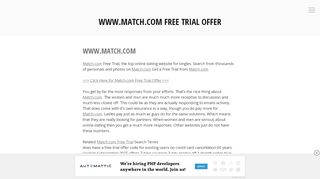 
                            7. www.match.com Free Trial Offer