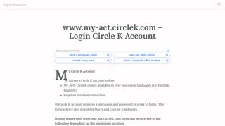 
                            2. www.my-act.circlek.com – Login Circle K Account - ngmdomain