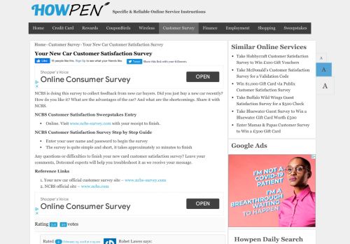 
                            3. www.ncbs-survey.com – Your New Car Customer Satisfaction Survey