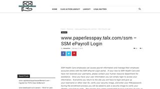 
                            7. www.paperlesspay.talx.com/ssm – SSM ePayroll Login
