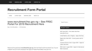 
                            3. www.recruitment.frsc.gov.ng - See FRSC Portal For 2018 Recruitment ...