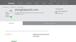 
                            10. www.shanghaipools.com - Domain - McAfee Labs Threat Center