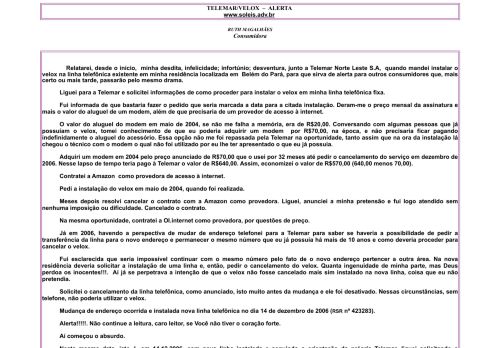 
                            10. www.soleis.adv.br -Artigo Telemar / Velox - Alerta-Divulgue este site
