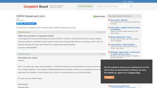 
                            6. WWW.thepancard.com Complaints - Complaint Board
