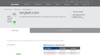 
                            2. www.torybet.com - Domain - McAfee Labs Threat Center