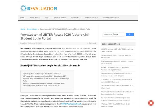 
                            5. {www.ubter.in} UBTER Result 2019 [ubterex.in] Student Login Portal