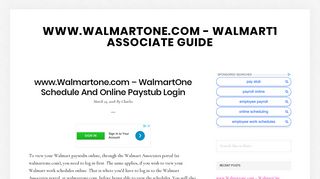 
                            12. www.Walmartone.com – WalmartOne Schedule ... - Walmartone login
