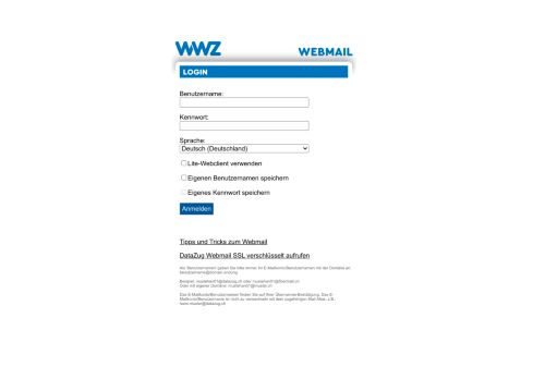 
                            5. WWZ Telekom AG Webmail Client - Anmelden