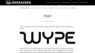 
                            12. Wype >> Hvem er Wype og hvad kan Wype tilbyde dig? Læs mere.