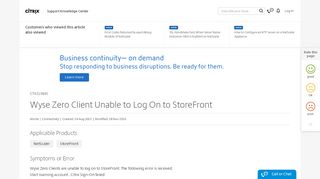 
                            2. Wyse Zero Client Unable to Log On to StoreFront - Support & Services
