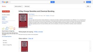 
                            8. X-Ray Charge Densities and Chemical Bonding