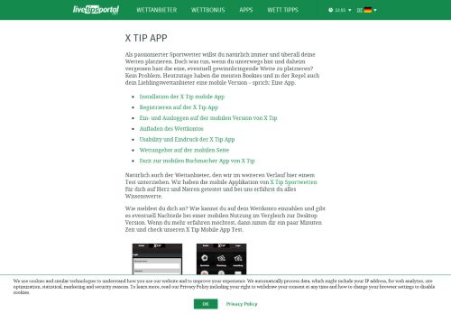 
                            13. X Tip App im Test - Mobiles Wetten für Android und iOS