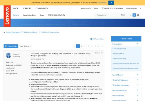 
                            12. X1 Carbon, X1 Yoga do not wake up after sleep mode -- issue ...