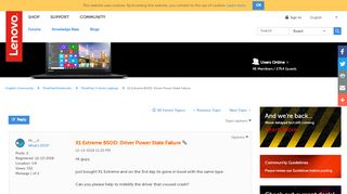 
                            11. X1 Extreme BSOD: Driver Power State Failure - Lenovo Community ...