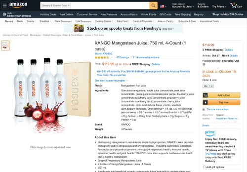 
                            2. XANGO Mangosteen Juice, 750 ml, 4-Count (1 case): Amazon.com ...