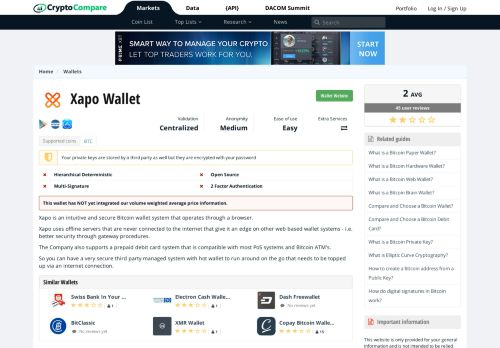 
                            12. Xapo Web Bitcoin Wallet - Reviews and Features | CryptoCompare.com
