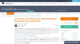 
                            12. XAT Admit Card 2019/ Hall Ticket: Download at xatonline.in