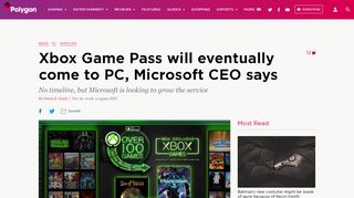 
                            8. Xbox Game Pass will eventually come to PC, Microsoft CEO says ...