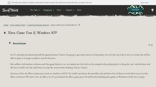 
                            10. Xbox Game Pass & Windows 10? | Sea of Thieves Forum