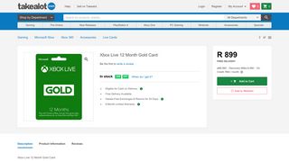 
                            10. Xbox Live 12 Month Gold Card | Buy Online in South Africa | takealot ...