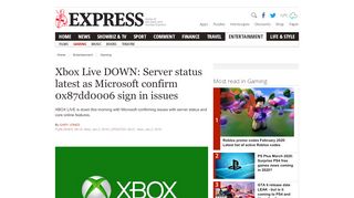 
                            10. Xbox Live DOWN: Server status latest as Microsoft confirm sign in ...