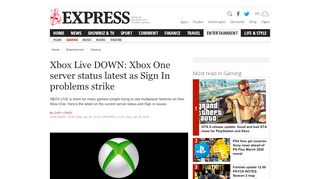
                            7. Xbox Live DOWN: Xbox One server status latest as Sign In problems ...