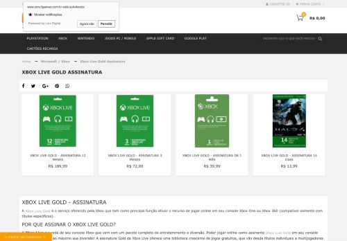 
                            7. Xbox Live Gold – Assinatura | Zero3Games