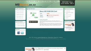 
                            9. Xbox LIVE R300 Gift Card - MSPoints.co.za
