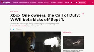 
                            12. Xbox One owners, the Call of Duty: WWII beta kicks off Sept 1. - Polygon