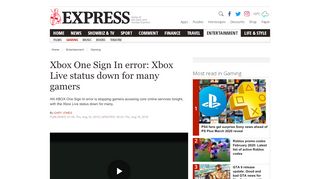 
                            9. Xbox One Sign In error: Xbox Live status down for many gamers ...