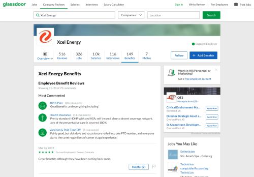 
                            10. Xcel Energy Employee Benefits and Perks | Glassdoor.ca